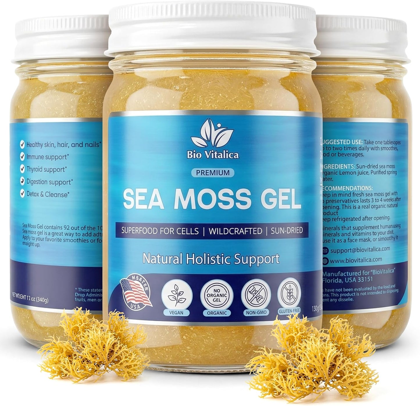 BioVitalica Organic Irish Sea Moss Gel (340g) – Wildcrafted with Bladderwrack & Burdock Root - görsel 1