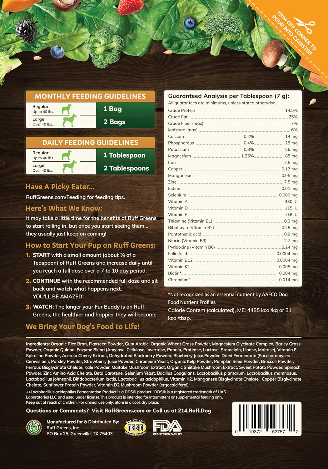 Ruff Greens VitaSmart Dog Food Topper Powder – Kelp and flaxseed – deliver omega-3, -6, and -9 fatty acids for – Image 3