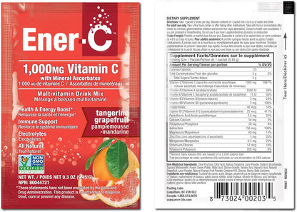 Ener-C Tangerine & Grapefruit Multivitamin Drink Mix, 1000mg Vitamin C, 30 Sachets