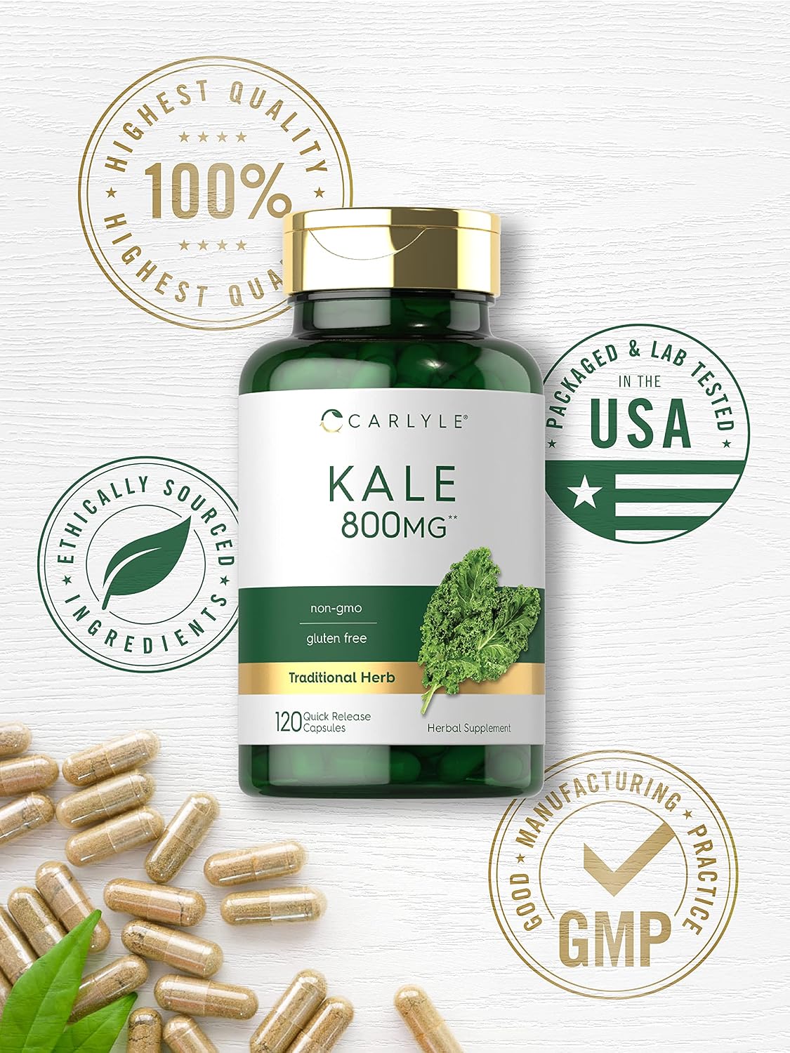 Carlyle Kale Supplement (120 Capsules) | Herbal Leaf Extract | Non-GMO & Gluten-free - görsel 5