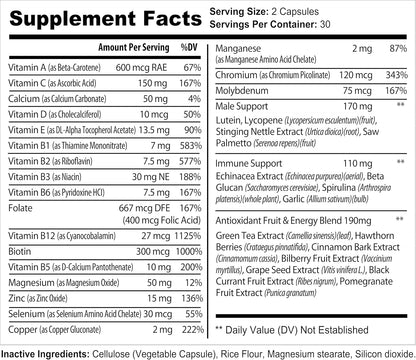 Bradeson Naturals Men's Multivitamin – Energy, Focus & Performance (60 Capsules)