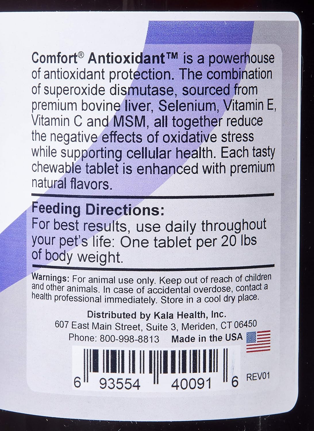 Kala Health COMFORT Antioxidant Supplement for Dogs, 100 Count, Immune Support and Helps Reduce Skin Allergies, Contains: MSM, Superoxide Dismutase, Selenium and Vitamin C & E, Made in The USA - görsel 2