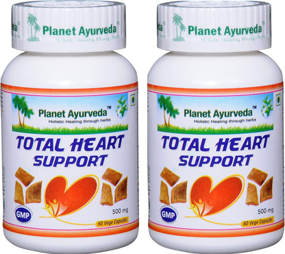 Planet Ayurveda Total Heart Support - 500mg, 120 Vegetarian Capsules (Pack of Two)