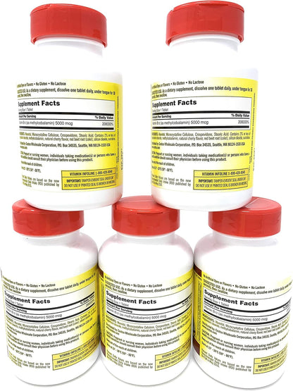 Kirkland Signature Sublingual Vitamin B12 5000 mcg, 300 Tablets (5 Bottles)