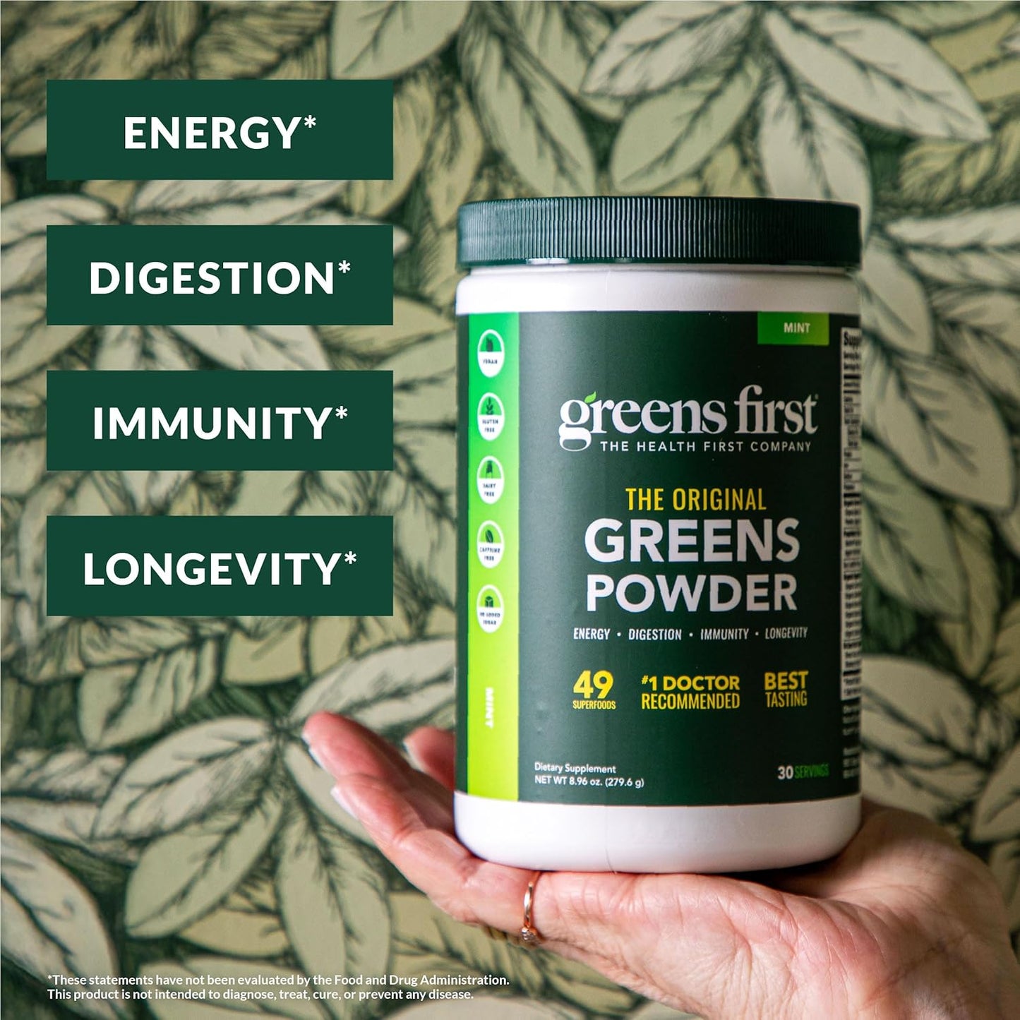 Greens First Original Greens Powder - 49 Superfoods, Organic Fruits & Vegetables, Prebiotics & Probiotics, Chocolate - 30 Servings - görsel 2
