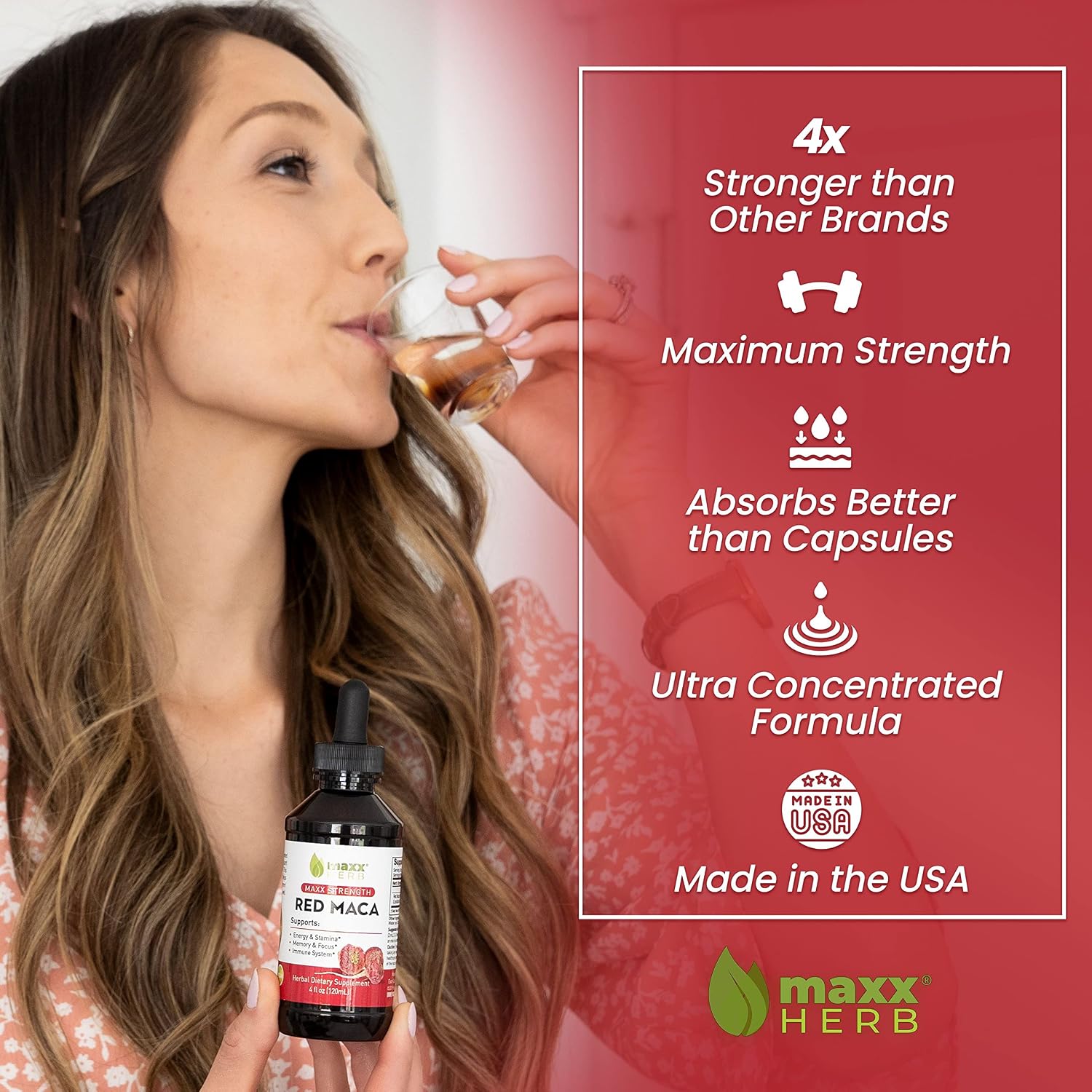 Red Maca Root Extract - Max Strength Liquid Drops, 4 Bottles (240 Servings) - görsel 2