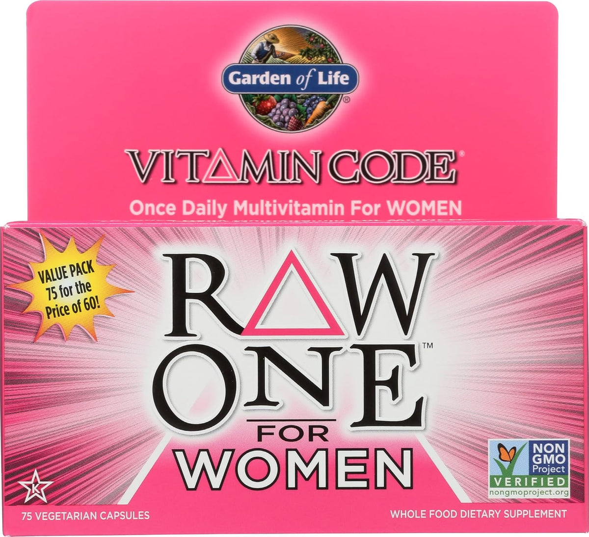 Garden of Life Raw Vitamin Code One for Women Multivitamin – 75 Capsules - görsel 1