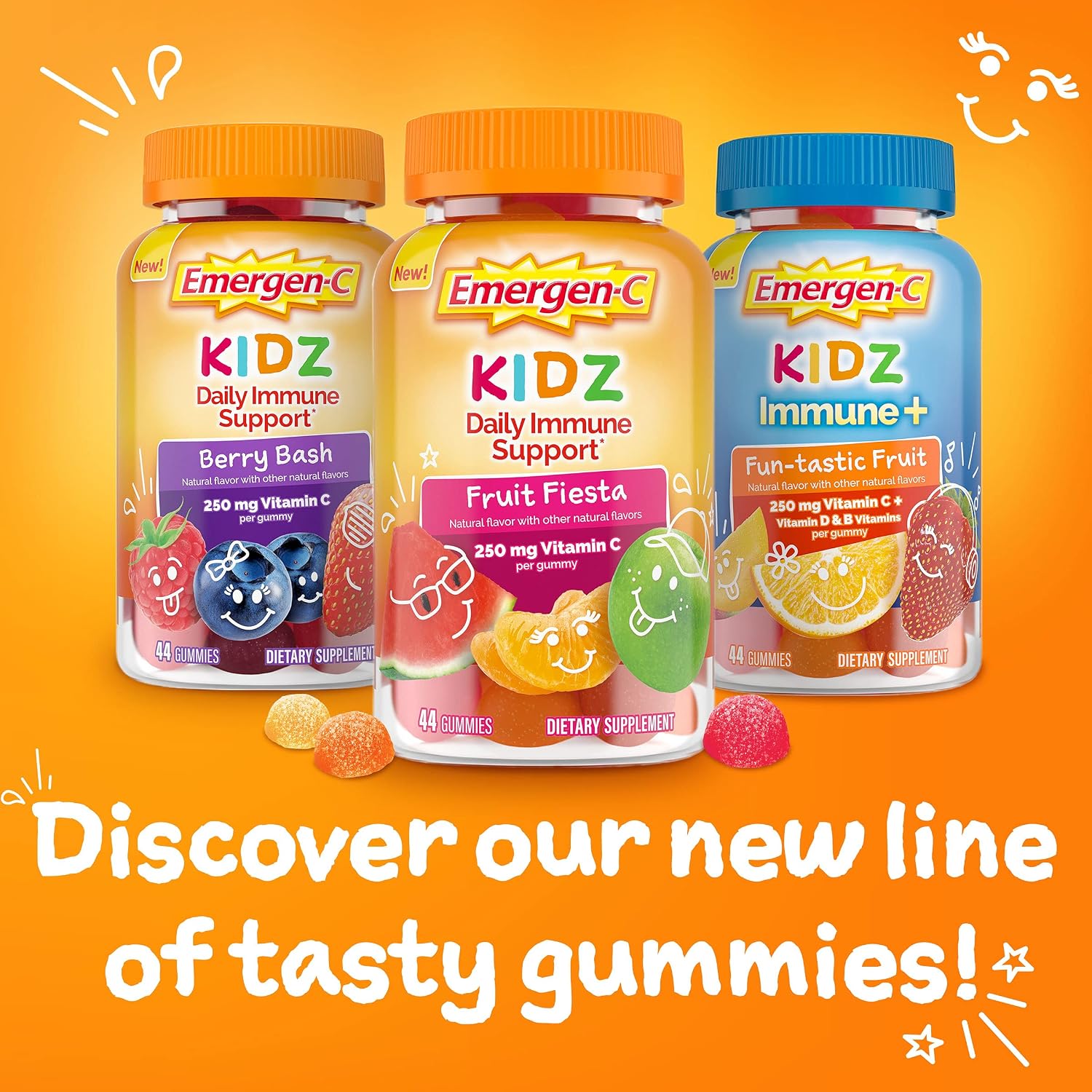 Emergen-C Kidz Daily Immune Support Gummies, Fruit Fiesta, 44 Gummies - görsel 5