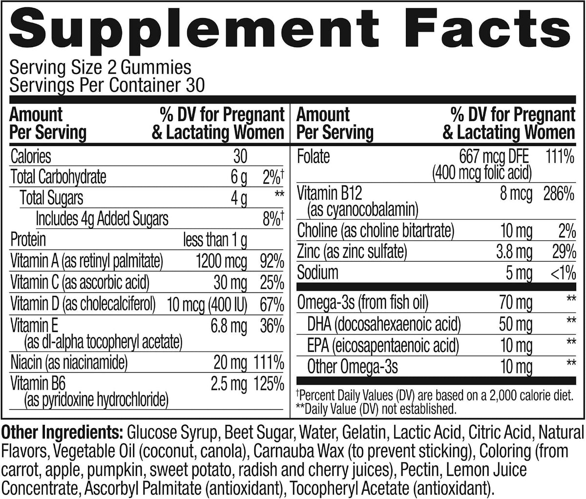Olly Prenatal Multivitamin Gummy, Folic Acid, Vitamin D, Omega DHA, Chewable Supplement, 60 Gummies (3 Count) - görsel 5