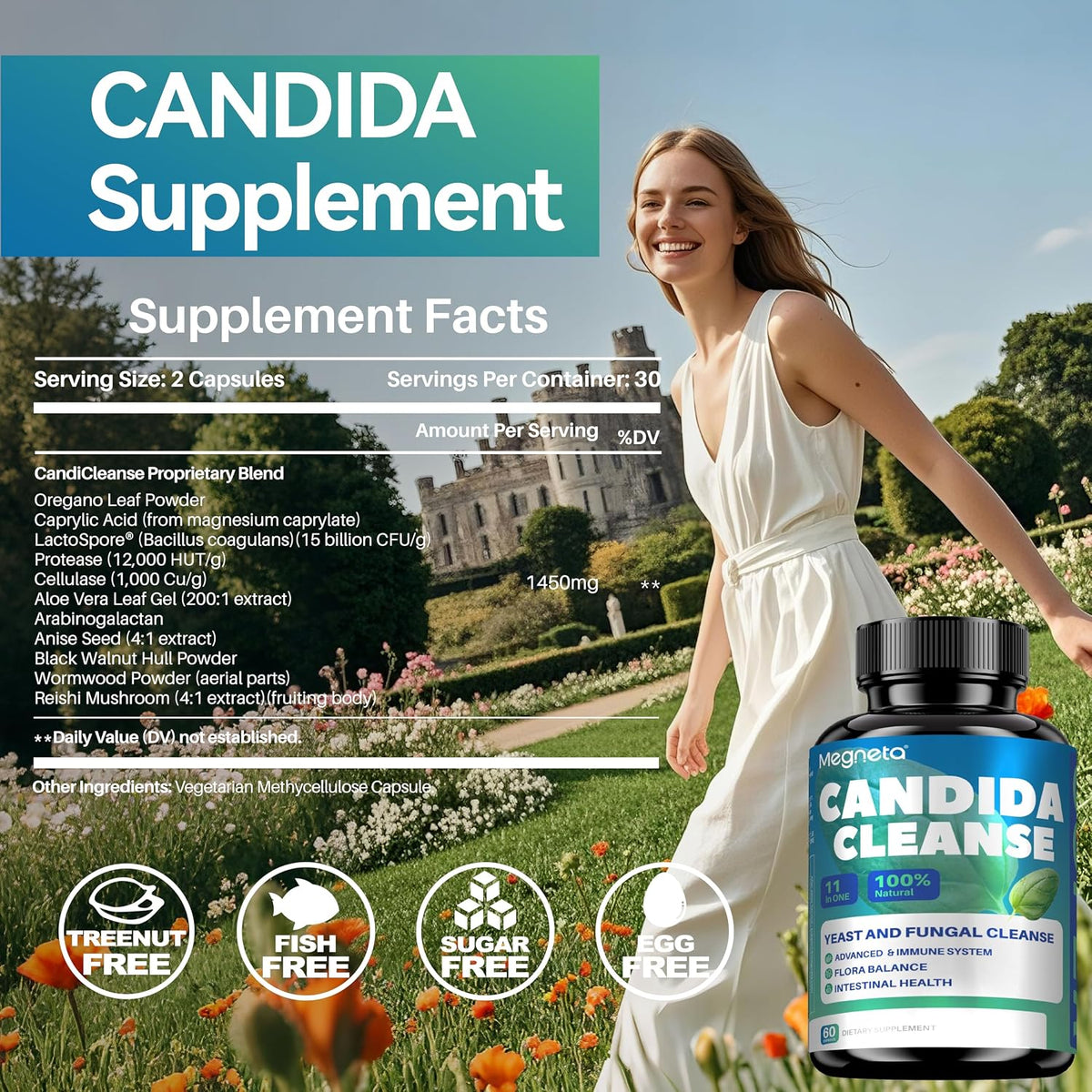 Candida Cleanse Supplement, Support Immune Health, 60 Capsules - görsel 2
