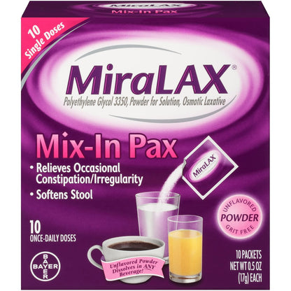 MiraLAX Single Dose Sachets, 17g, 10 Sachets