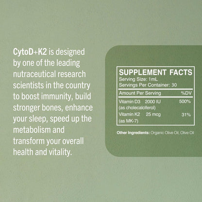 True Cellular Formulae Vitamin D3 2200 IU + K2 MK-7 Liquid Drops