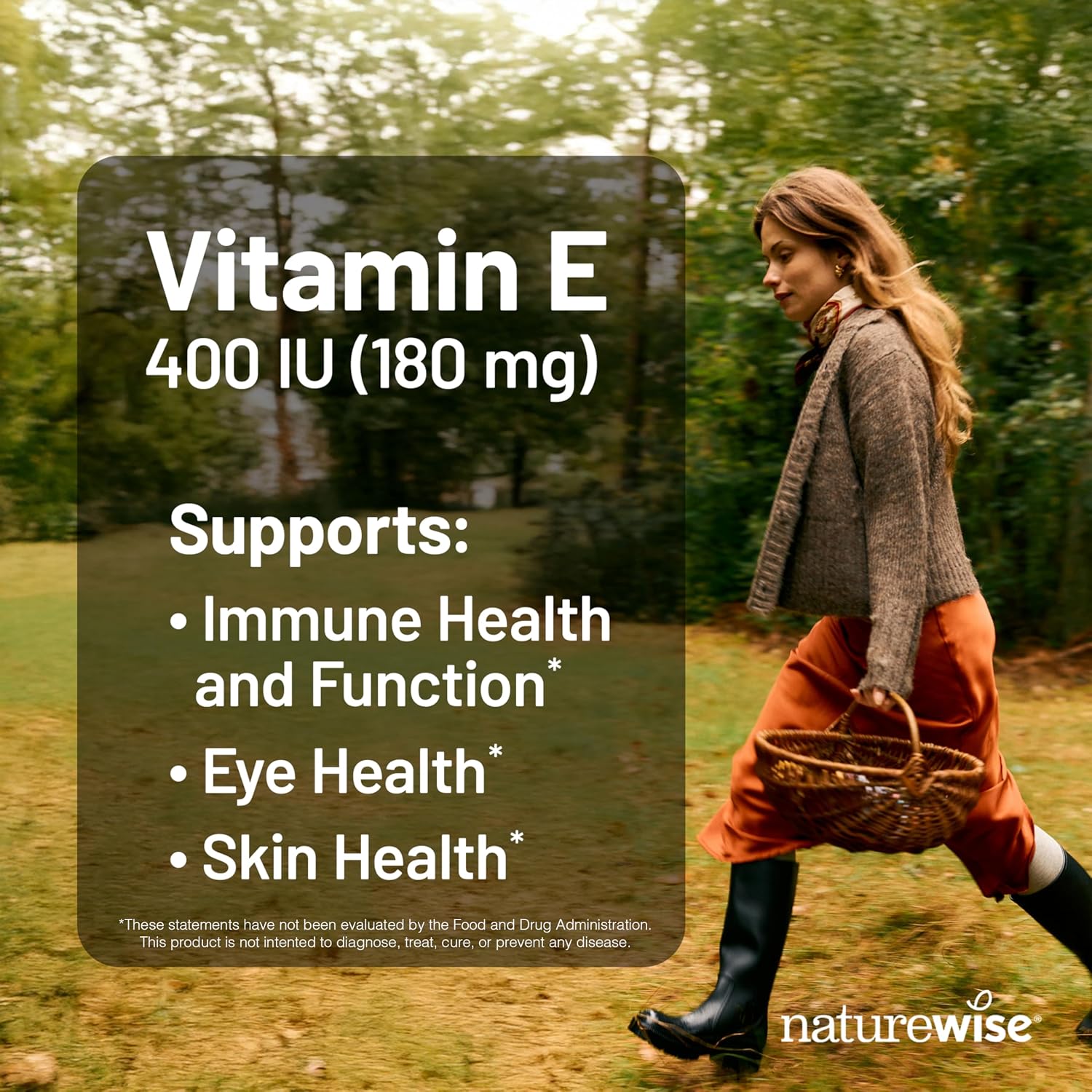NatureWise Vitamin E 400 IU Softgels (180mg DL-Alpha) - Dairy, Gluten & Soya Free - Non-GMO Antioxidant-Rich Food Supplement for Skin and Immune Health Support - 4-Month Supply, 120 Count - görsel 2