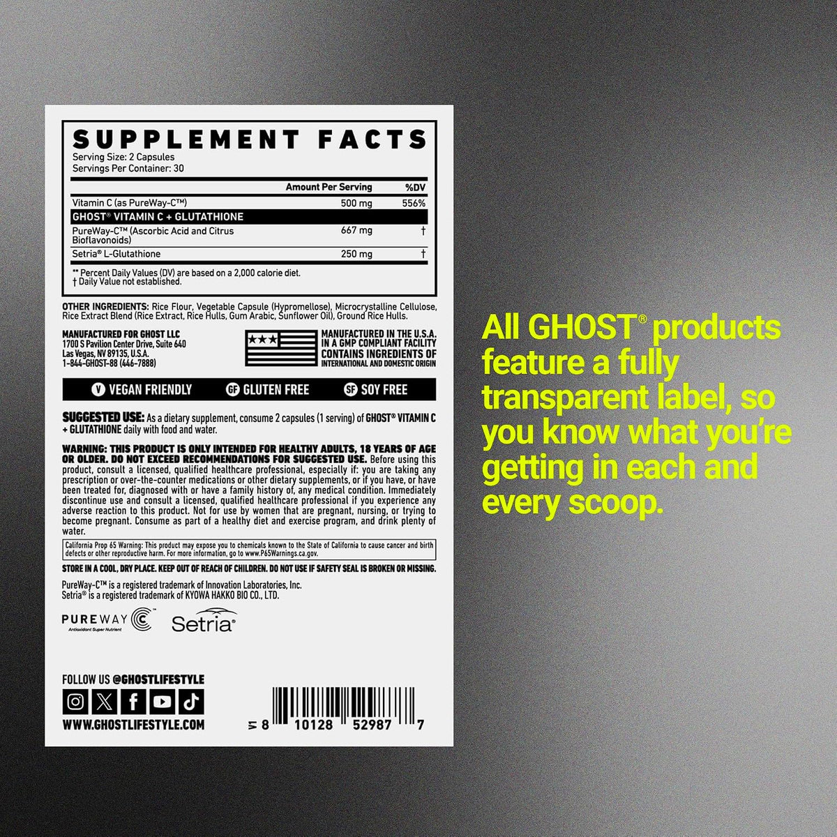 GHOST Basics Vitamin C + Glutathione – 60 Vegetable Capsules - görsel 5
