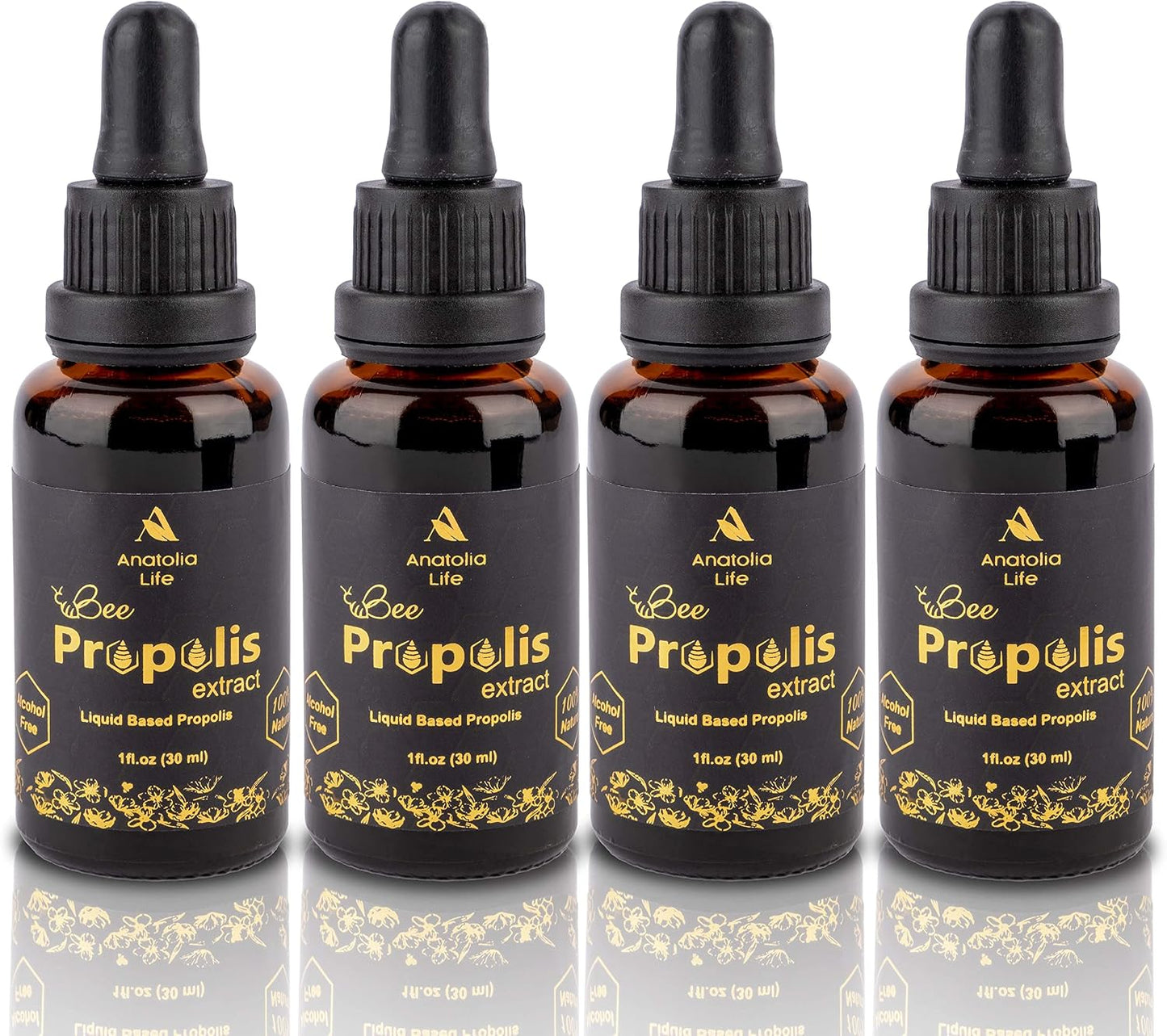 Anatolia Life Natural Bee Propolis Extract, 30 ml Liquid Tincture – Immune Support, Alcohol-Free, Non-GMO (Pack of 4) - görsel 1