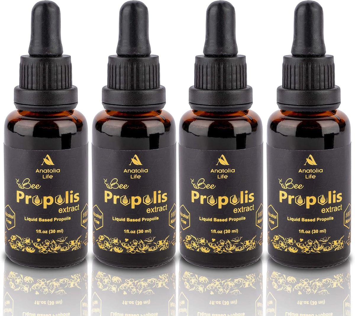 Anatolia Life Natural Bee Propolis Extract, 30 ml Liquid Tincture – Immune Support, Alcohol-Free, Non-GMO (Pack of 4) - görsel 1