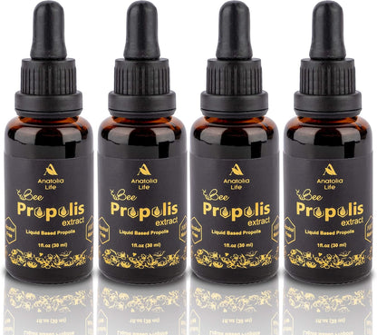 Anatolia Life Natural Bee Propolis Extract, 30 ml Liquid Tincture – Immune Support, Alcohol-Free, Non-GMO (Pack of 4)