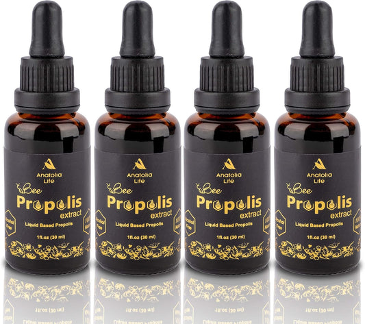 Anatolia Life Natural Bee Propolis Extract, 30 ml Liquid Tincture – Immune Support, Alcohol-Free, Non-GMO (Pack of 4)