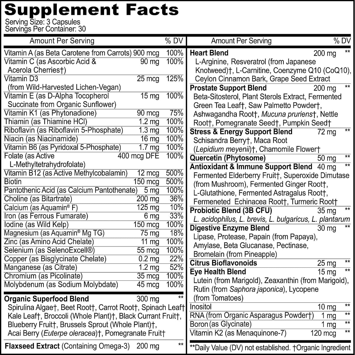 Methylated Men's Multivitamin with 44 Organic Whole Foods & Fermented Nutrients - görsel 2