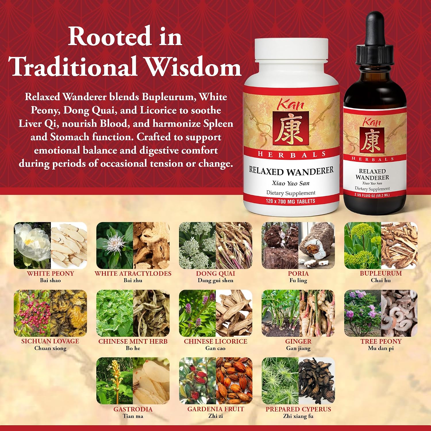 Kan Herbs Company Relaxed Wanderer – Traditional Chinese Herbal Formula, 60 ml - görsel 4
