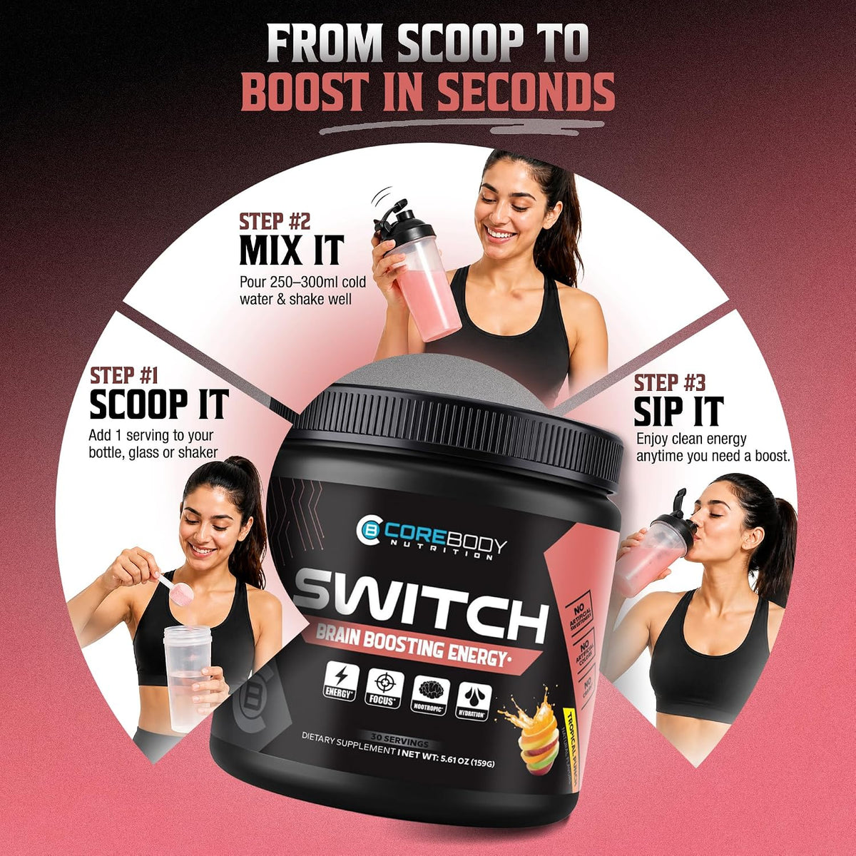Switch Nootropic Brain Supplement - Memory and Focus Drink Mix - görsel 2