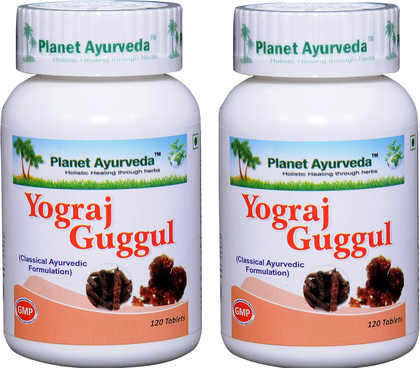 Planet Ayurveda Yograj Guggul - Herbal Tablets, 100% Natural and Pure (2 Bottles, 120 Tablets Each) - görsel 1