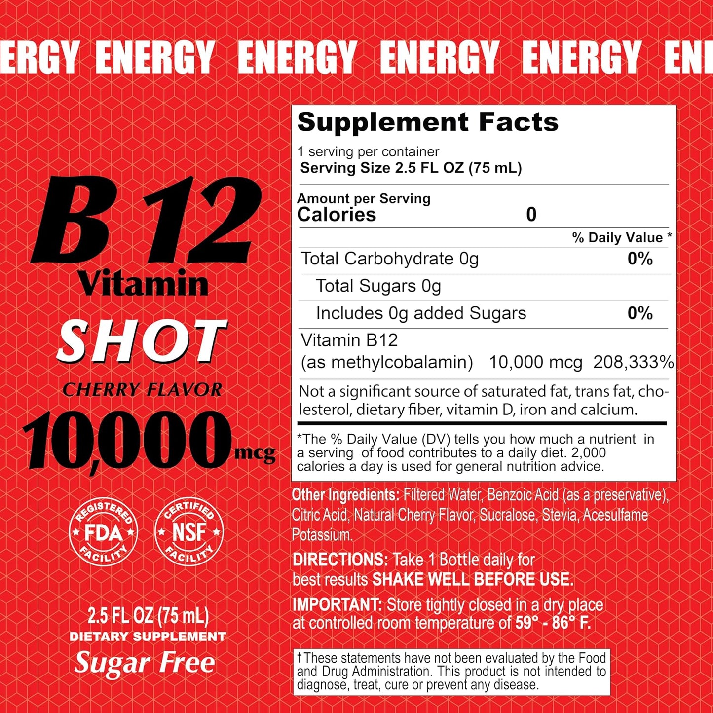 ALFA VITAMINS Vitamin B12 Energy Shot - 5,000 mcg Methylcobalamin, Sugar-Free, Caffeine-Free - 20 Pack - görsel 5