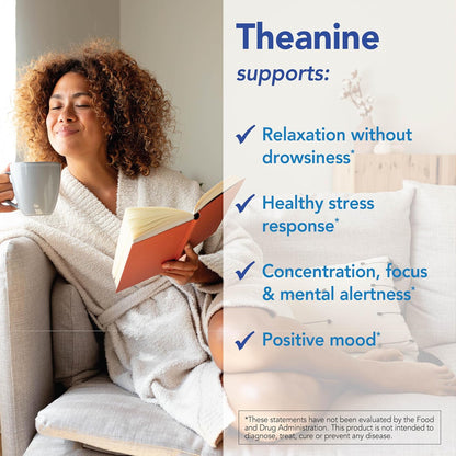 Patient One Theanine 200 mg – Supplement for Stress Response, Relaxation and Focus – with Suntheanine – 60 Capsules