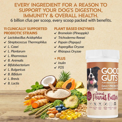 Fidobiotics Good Guts Probiotics for Dogs – Digestive Health Powder, 6 Billion CFU