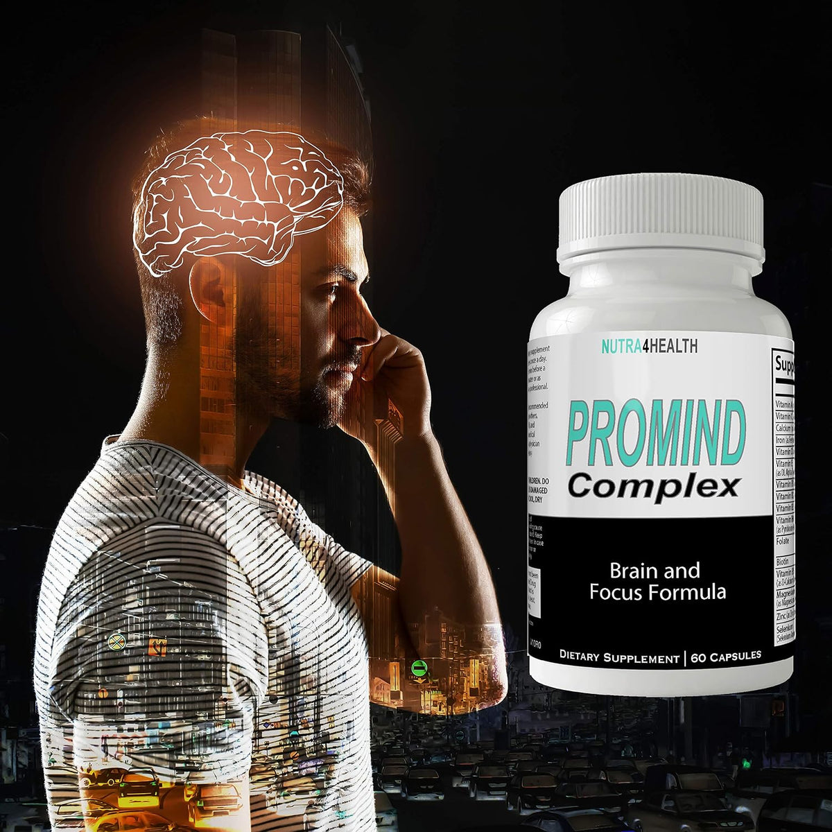 Pro Mind Complex Mind Tech Nootropic Original by Nutra4health Technologies Brain Booster Supplement (60 Capsules) - görsel 6