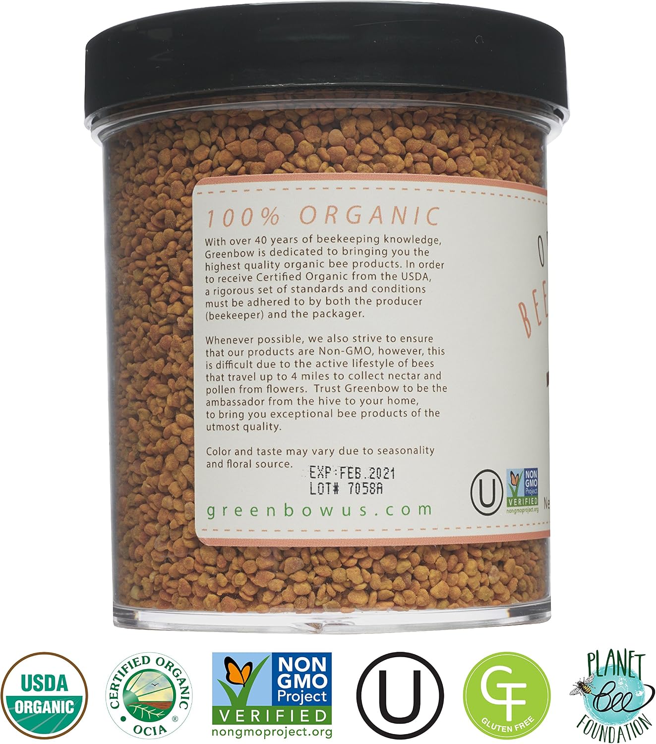 Greenbow Organic Bee Pollen - 100% USDA Certified Organic, Non-GMO, Halal, Kosher, Pure & Natural - Superfood with Proteins, Vitamins & Minerals - Gluten-free - 311g - görsel 3