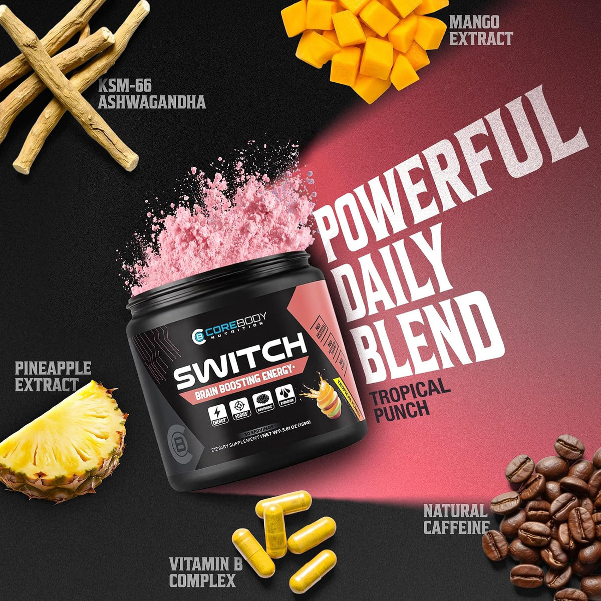 Switch Nootropic Brain Supplement - Memory and Focus Drink Mix - görsel 3
