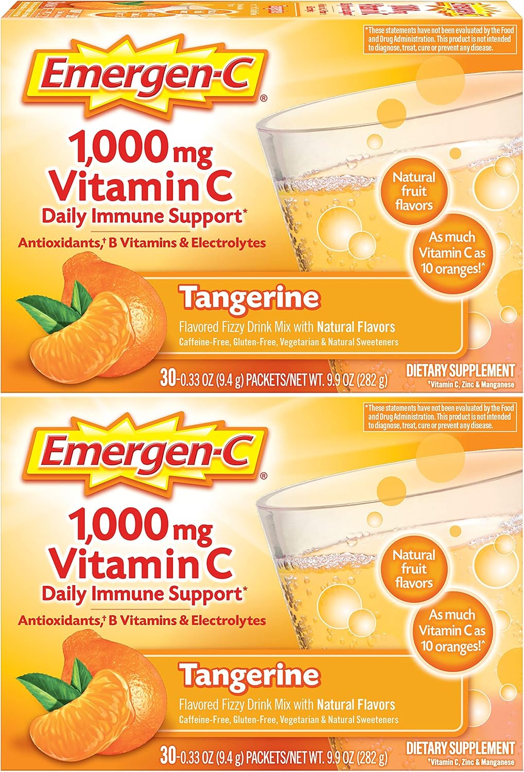 Emergen-C 1000mg Vitamin C Powder, Tangerine Flavour – 60 Packets - görsel 1
