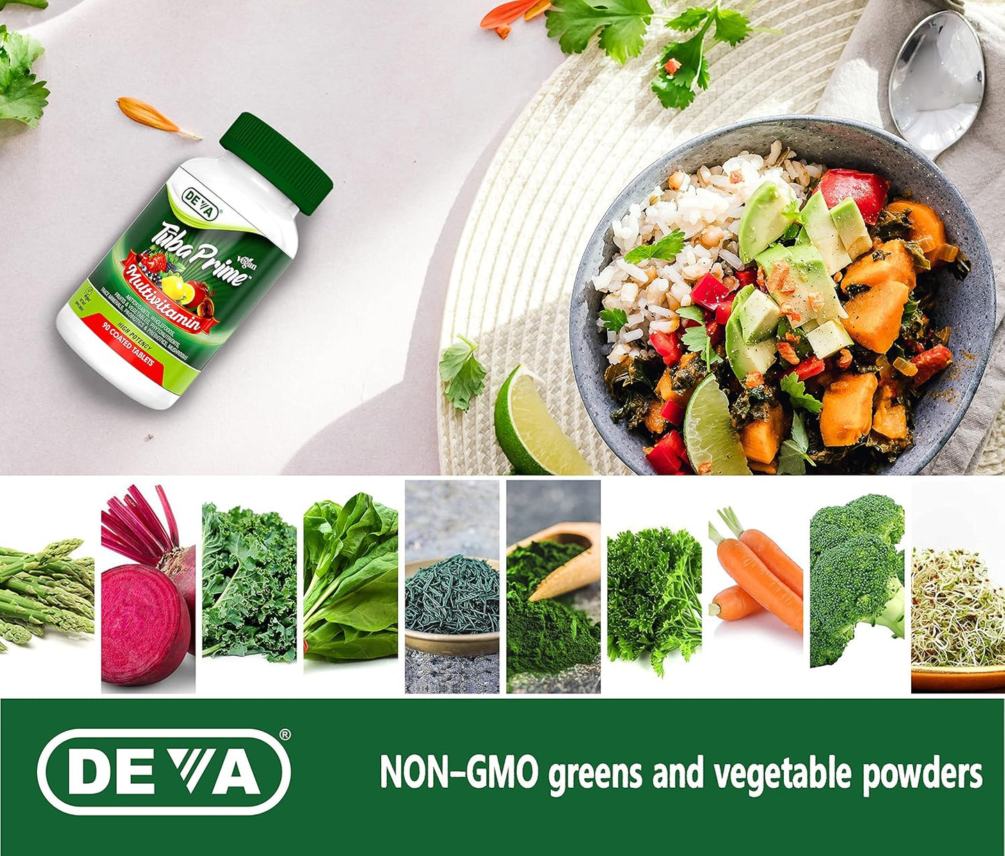 DEVA Tuba Prime Vegan Multivitamin Iron-Free - High-Potency Vitamin & Mineral Supplement with Superfoods, Mushrooms, and Probiotics (90 Tablets) - görsel 7