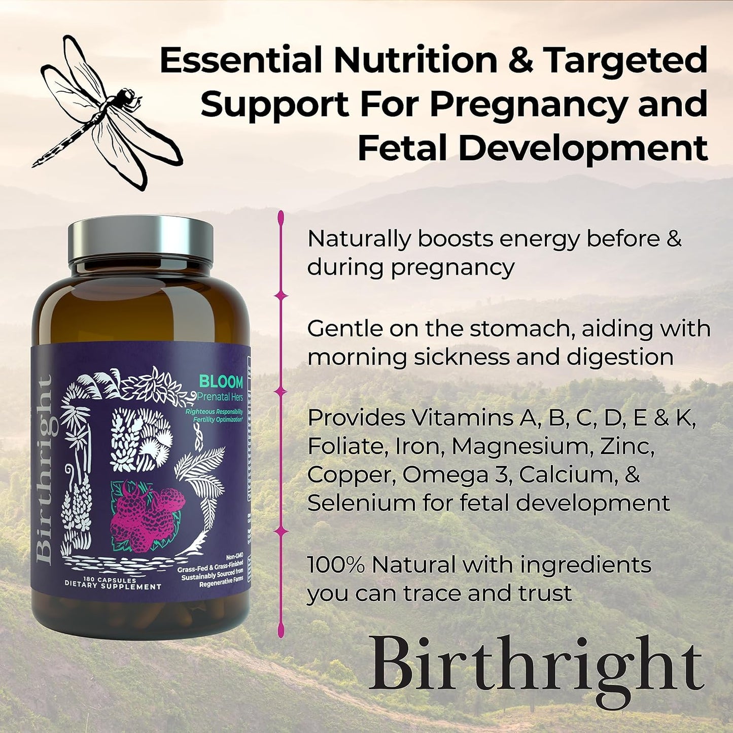 Birthright Bloom Prenatal Supplement – Animal-Based Whole Food Prenatal with Grass-Fed Liver, Fish Roe, Bone Marrow, Colostrum, Magnesium & Traditional Herbs - görsel 6