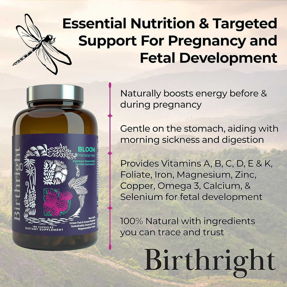 Birthright Bloom Prenatal Supplement – Animal-Based Whole Food Prenatal with Grass-Fed Liver, Fish Roe, Bone Marrow, Colostrum, Magnesium & Traditional Herbs - görsel 6