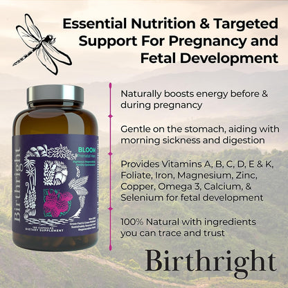 Birthright Bloom Prenatal Supplement – Animal-Based Whole Food Prenatal with Grass-Fed Liver, Fish Roe, Bone Marrow, Colostrum, Magnesium & Traditional Herbs