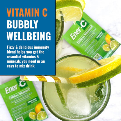 Ener-C Multivitamin Drink Mix with Electrolytes, Lemon & Lime Flavour, 60 Sachets