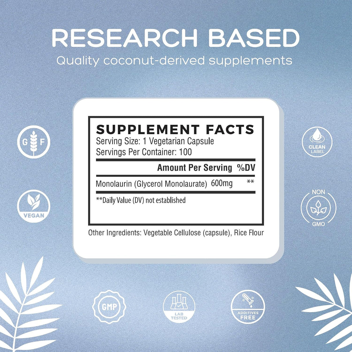 Natural Cure Labs Premium Monolaurin – 600 mg, 100 Capsules - görsel 6