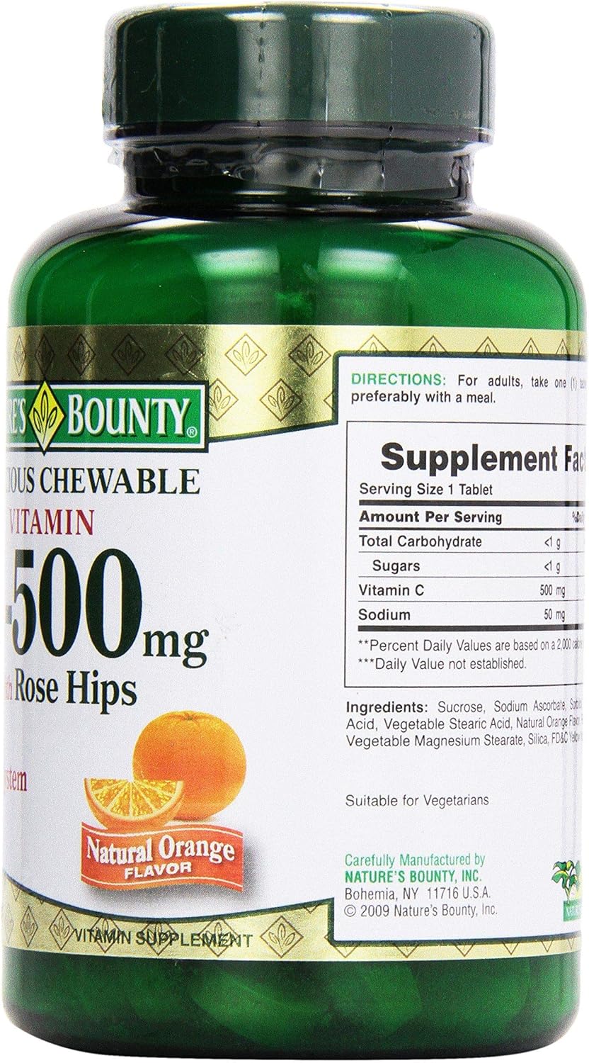 Nature's Bounty C-500 mg Delicious Chewable w/ Rose Hips Tablets, 90 ct - görsel 3