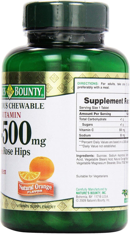 Nature's Bounty C-500 mg Delicious Chewable w/ Rose Hips Tablets, 90 ct