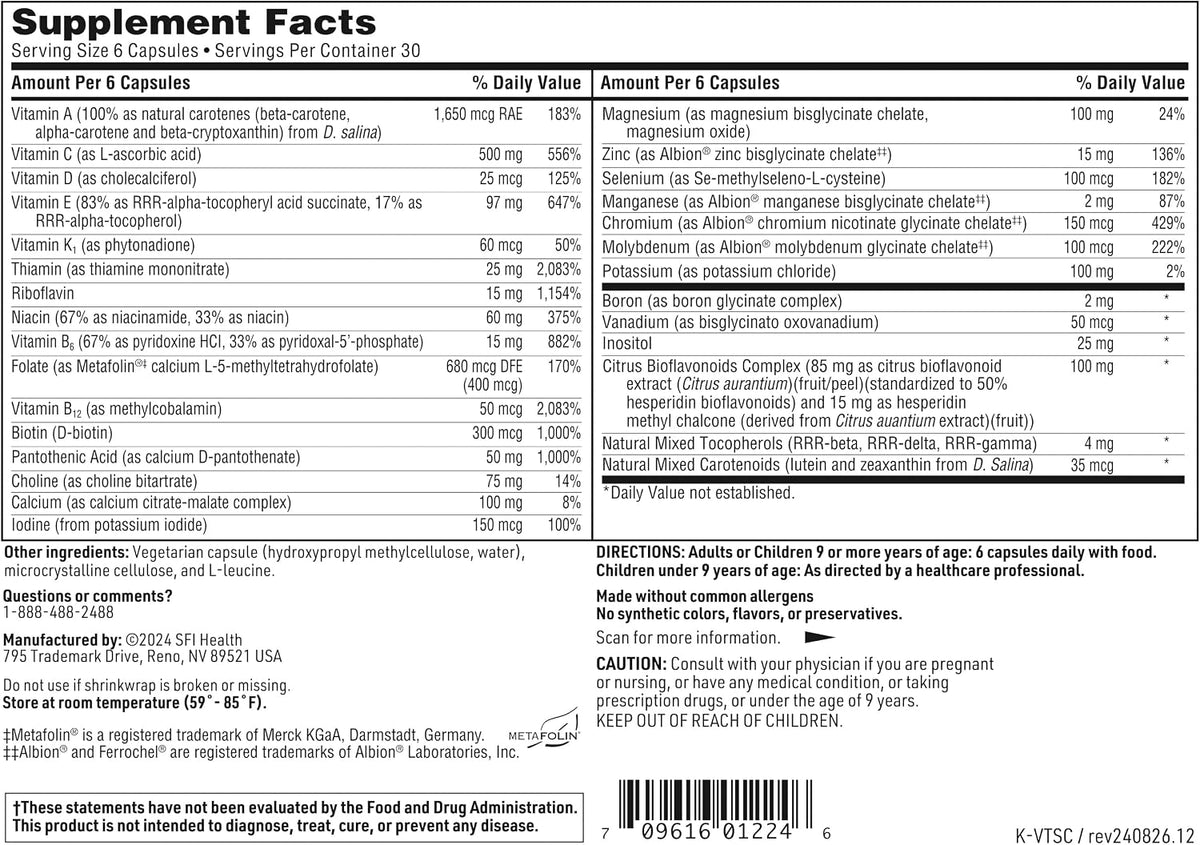 Klaire Labs SFI Health VitaSpectrum – Children's Multivitamin with 28 Nutrients, Active Folate & B12, No Iron or Copper, Gluten-Free (180 Capsules) - görsel 6