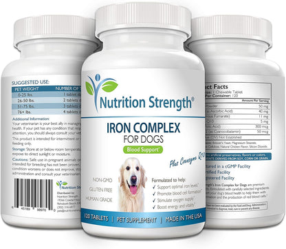 Nutrition Strength Iron for Dogs with Anaemia – Blood Health Support, 120 Chewable Tablets