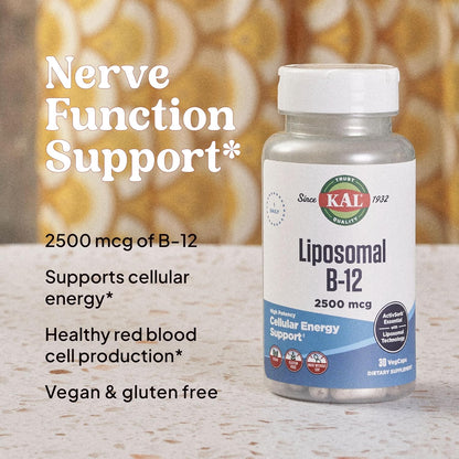 KAL Liposomal Vitamin B12 2500 mcg – 30 Vegan Capsules