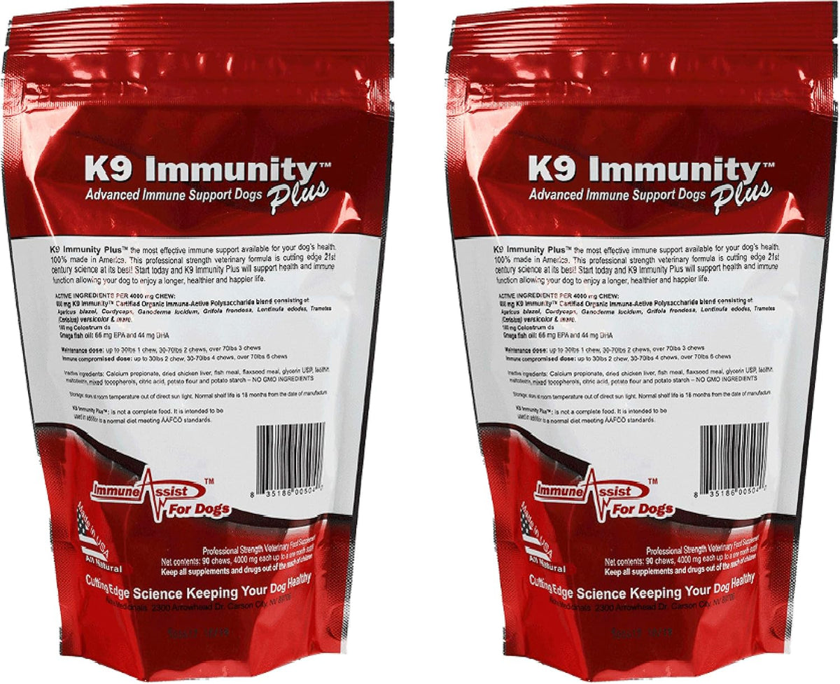 K9 Immunity Plus, Immune Support for Dogs Over 31 kg (70 lbs), Organic and Mushroom Enhanced, Pack of 2, 90 Chews - görsel 2