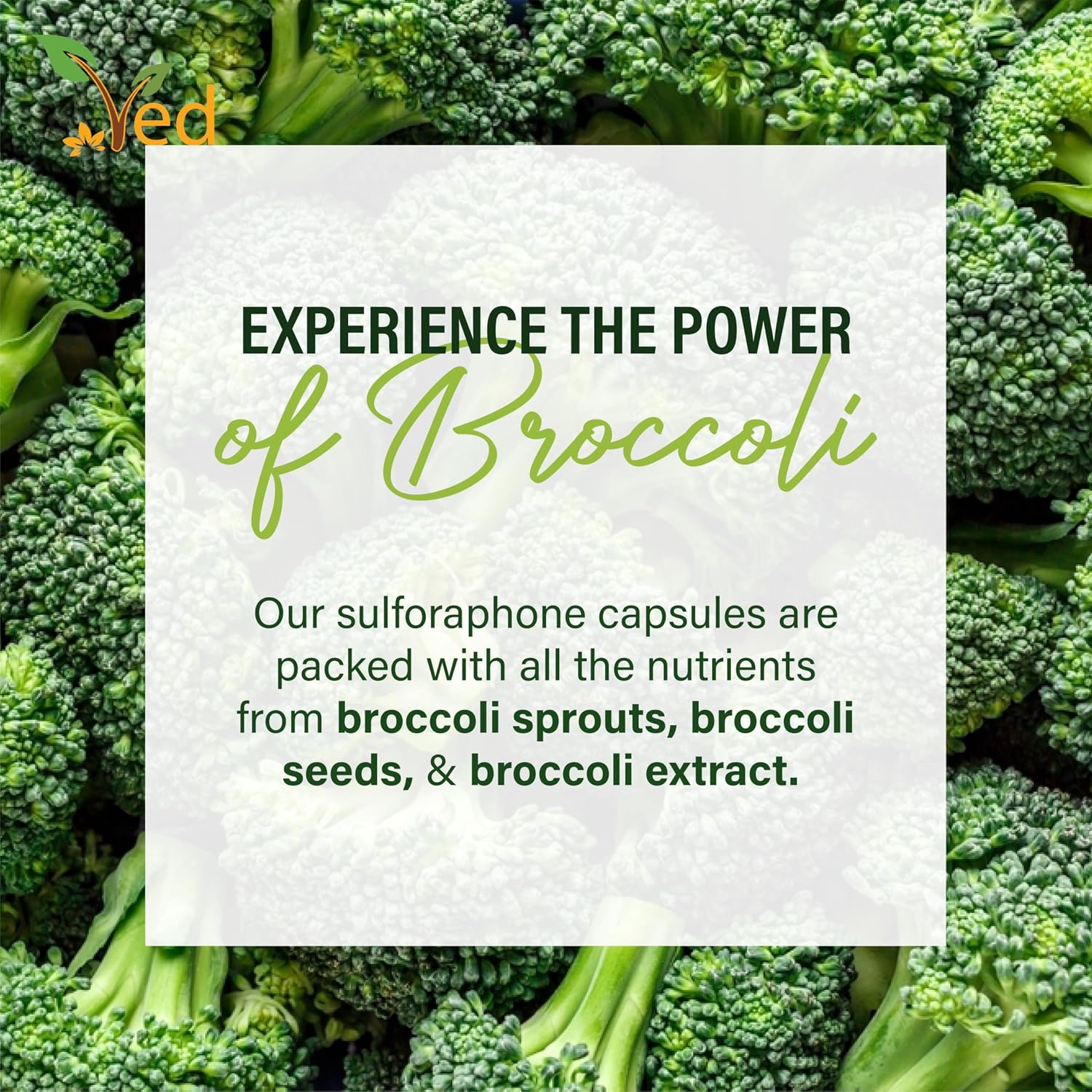 Ved Broccoli Sulforaphane, Broccoli Powder Rich in Vitamins and Minerals, 550 mg, 90 Capsules (45 Days Supply) - görsel 5