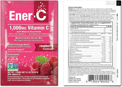 Ener-C Multivitamin Drink Mix, Electrolytes Powder - Raspberry Flavour, 30 Count