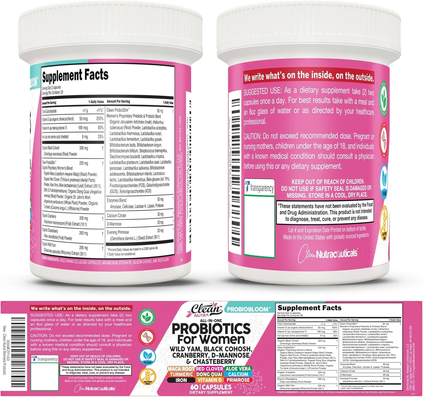 Clean Nutraceuticals ProbioBloom Probiotics for Women with D-Mannose & Cranberry - 60 Capsules - görsel 9