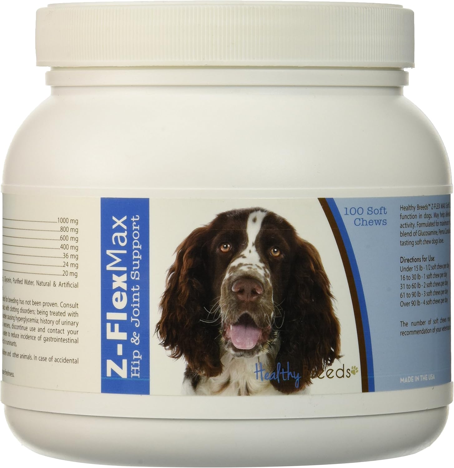 Healthy Breeds English Springer Spaniel Z-Flex Max + Glucosamine + Chondroitin + Omegas – Hip & Joint Support – 100 Bacon Flavoured Soft Chews - görsel 2