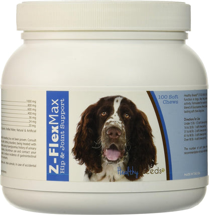 Healthy Breeds English Springer Spaniel Z-Flex Max + Glucosamine + Chondroitin + Omegas – Hip & Joint Support – 100 Bacon Flavoured Soft Chews